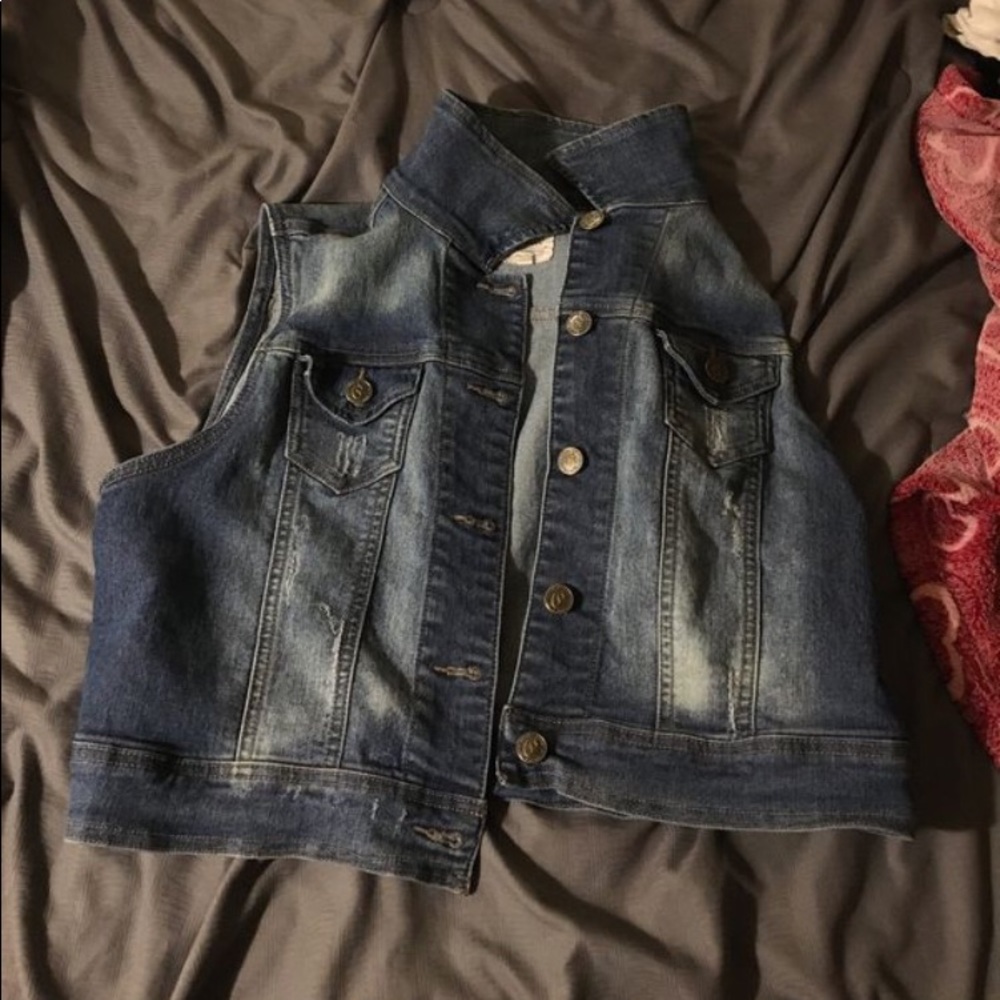 child’s sleeveless jean jacket